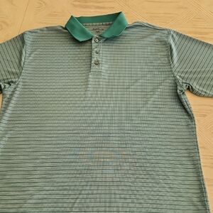 Haggar Cool 18 Men's Green Striped Golf Polo Shirt Size M